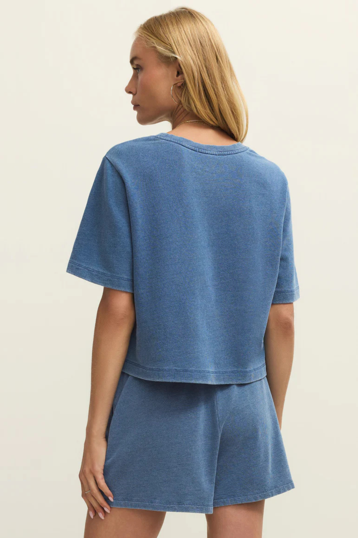 Curran Knit Denim Cropped Sweatshirt