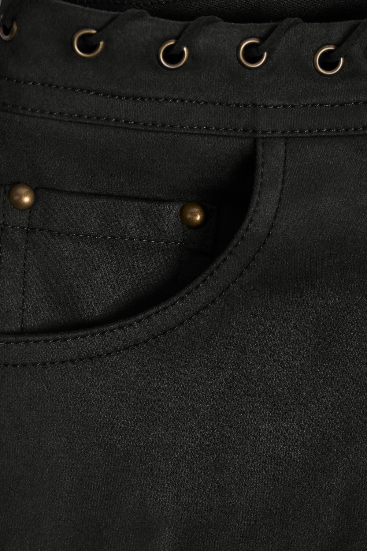 Lace-Up Mid-Rise Shorts in Black