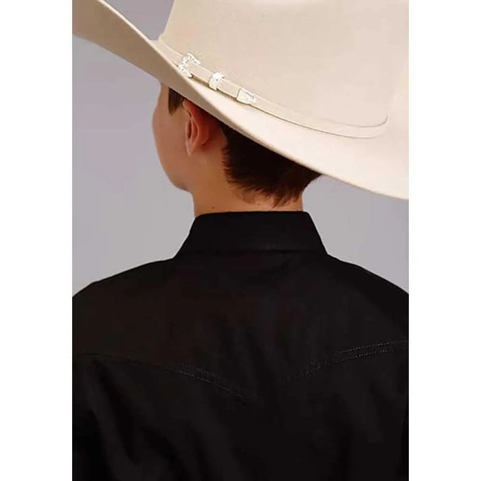 Stetson Solid Poplin (Black) - Boy's Western Shirt - Hatcountry
