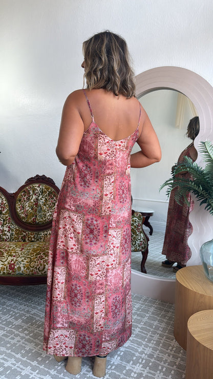 Mulberry Quilt Maxi Dress, Pink Multi