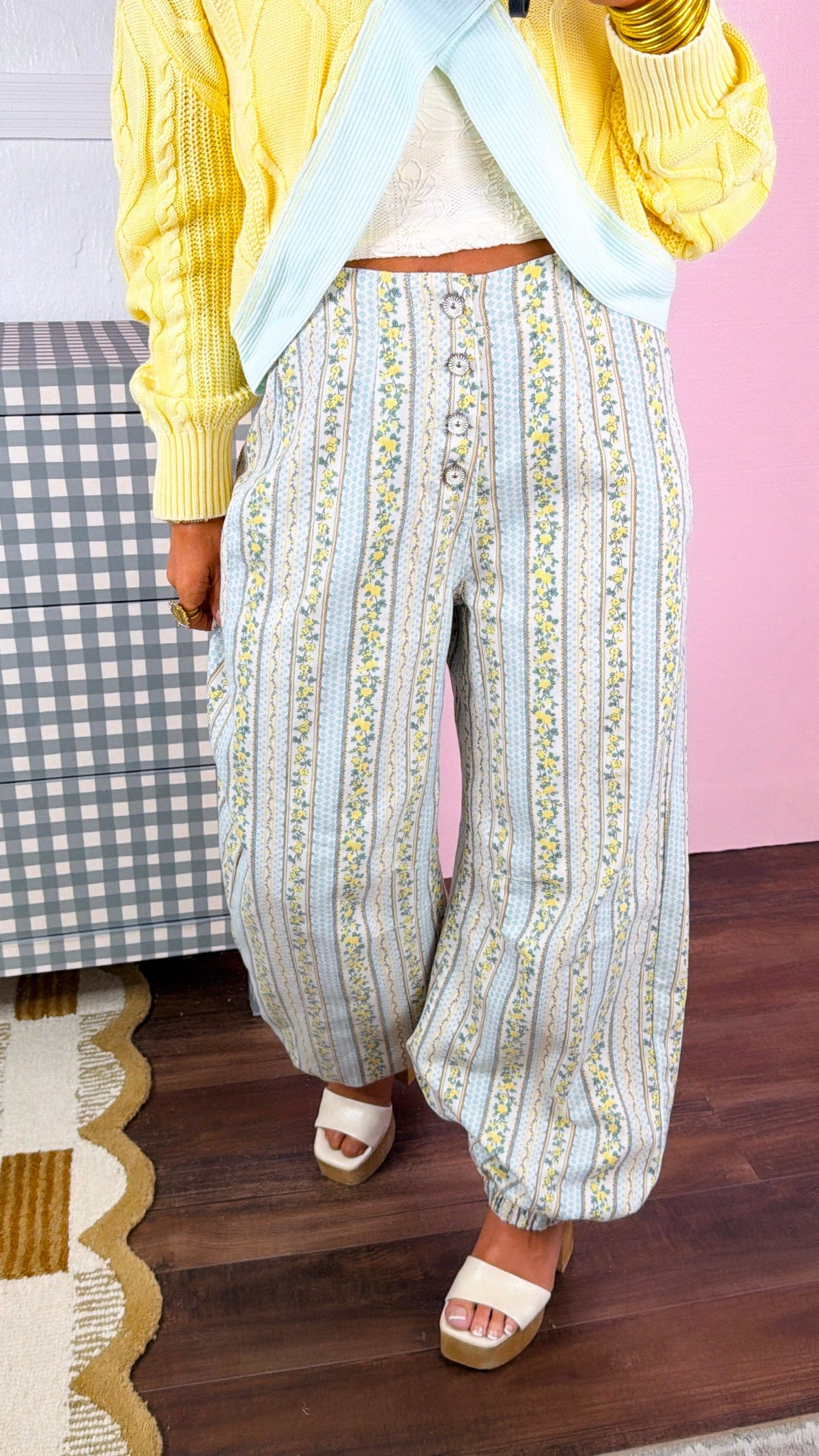 Pearl & Sky Jogger Pants, Lemon Multi