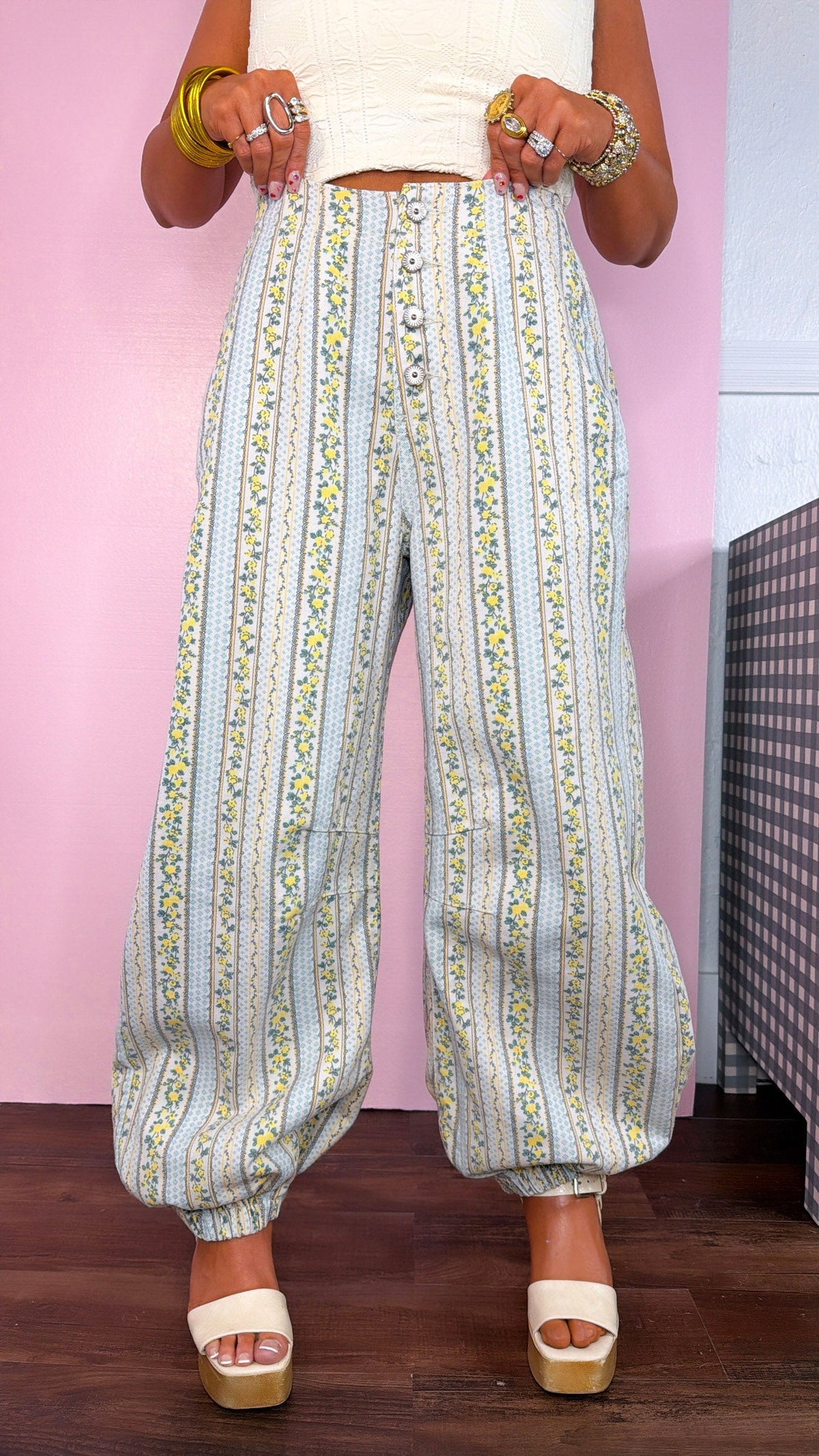 Pearl & Sky Jogger Pants, Lemon Multi