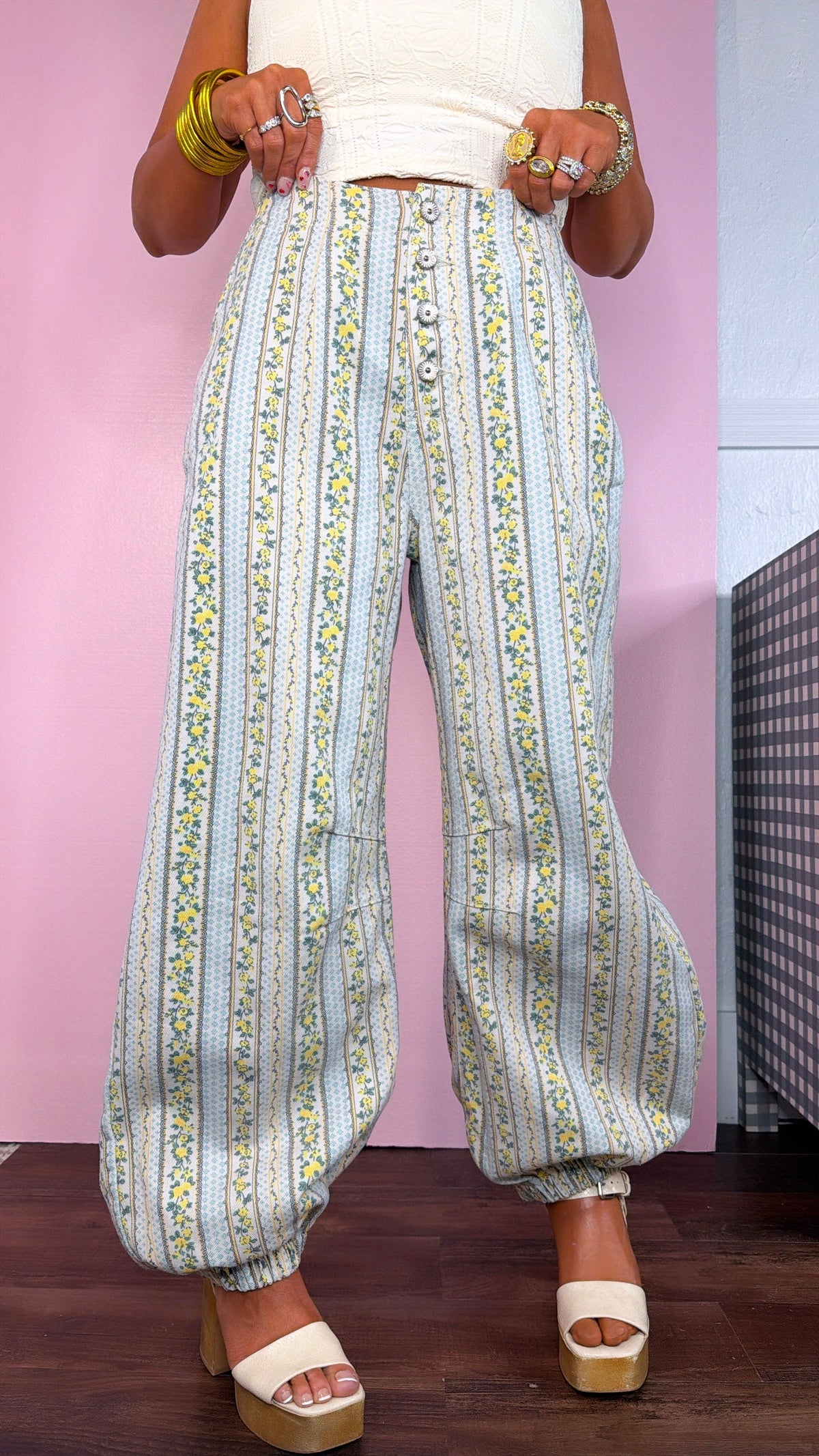 Pearl & Sky Jogger Pants, Lemon Multi