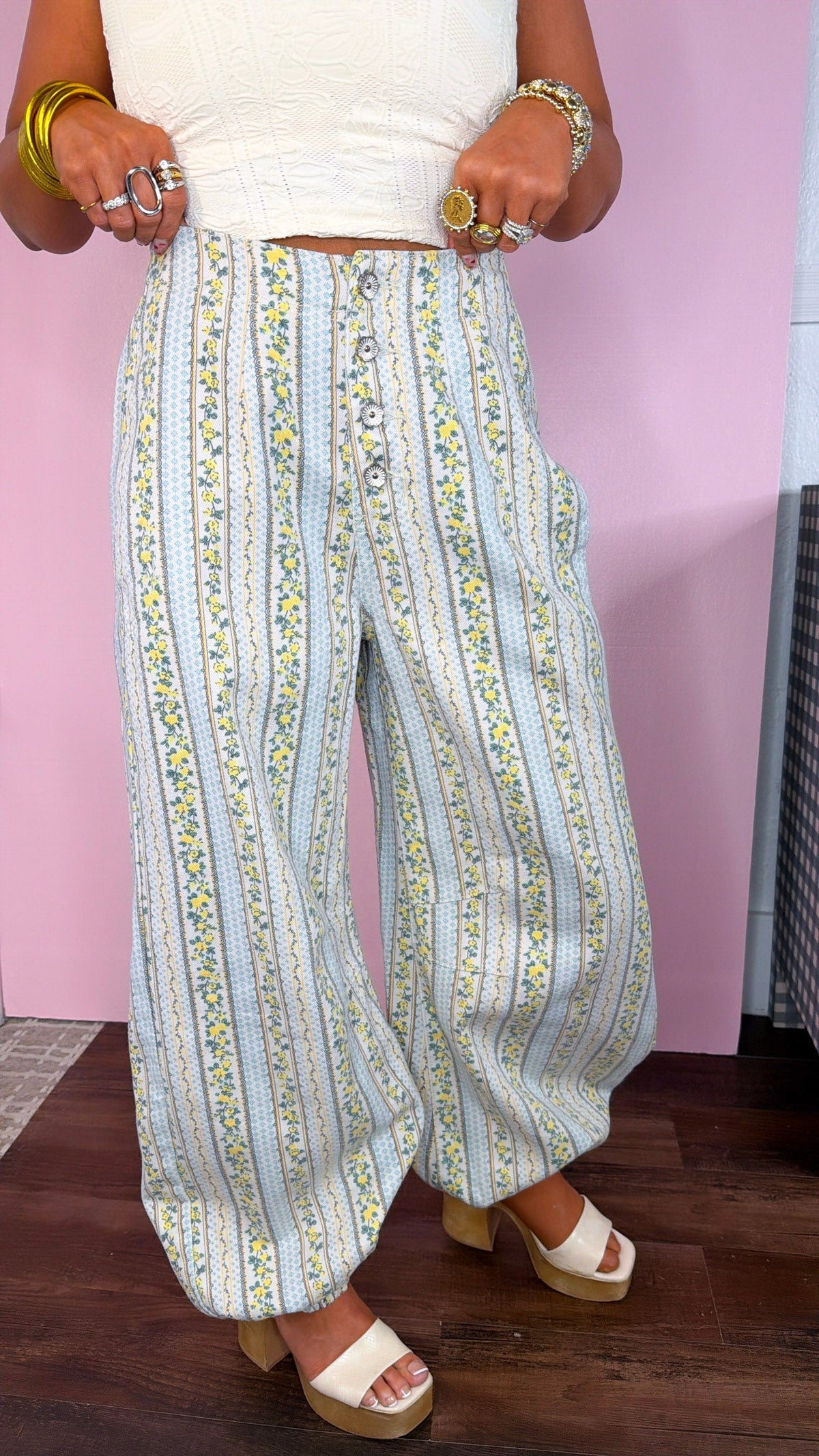 Pearl & Sky Jogger Pants, Lemon Multi