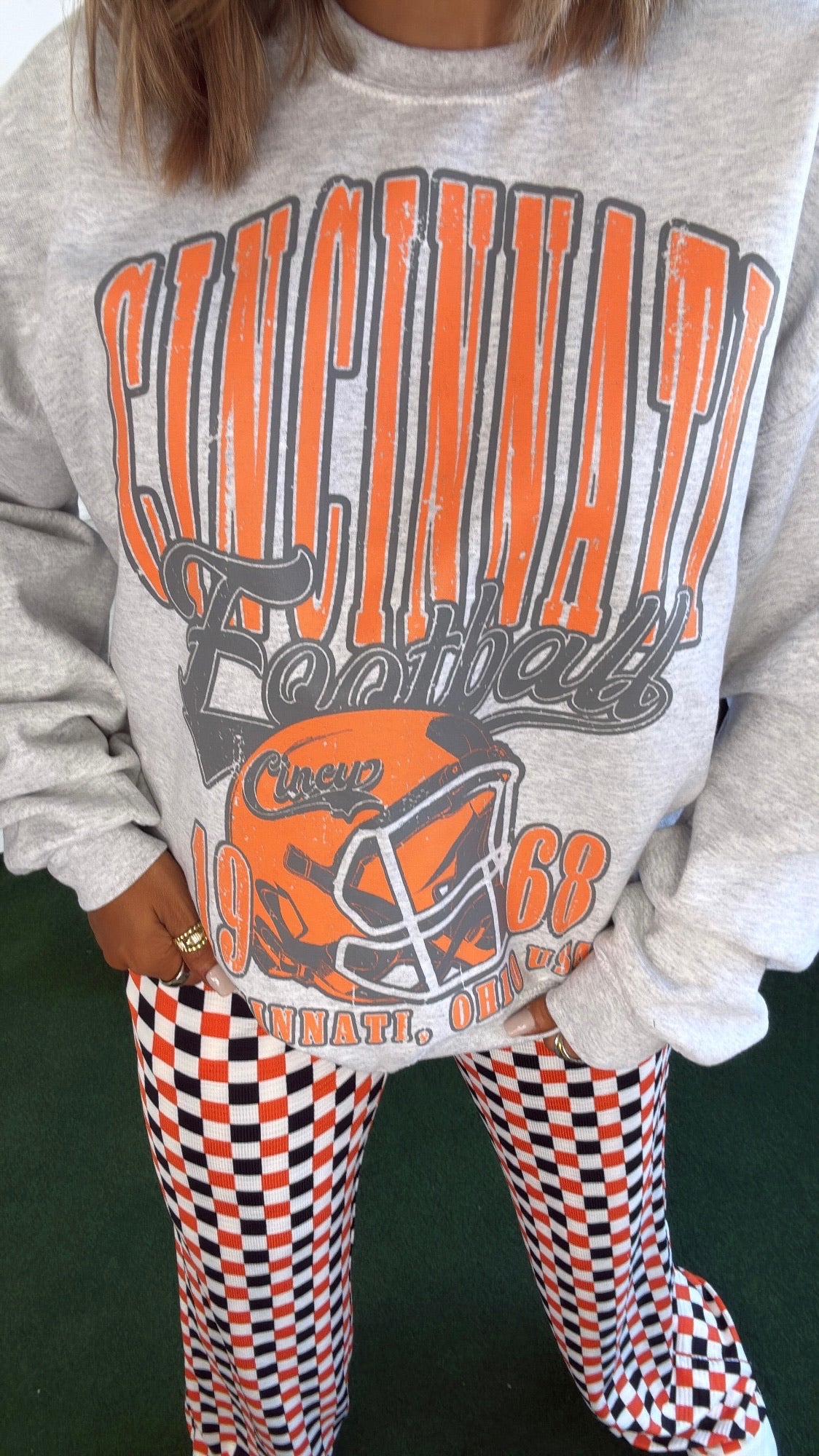90's Cincinnati Football Oversized Sweatshirt, Grey