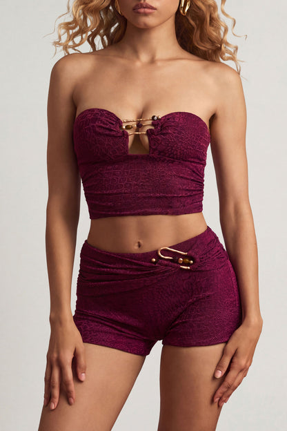 Mid-Rise Shorts in Berry Purple