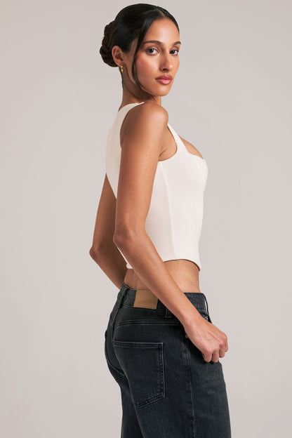 Modal Square-Neck Top in Ivory
