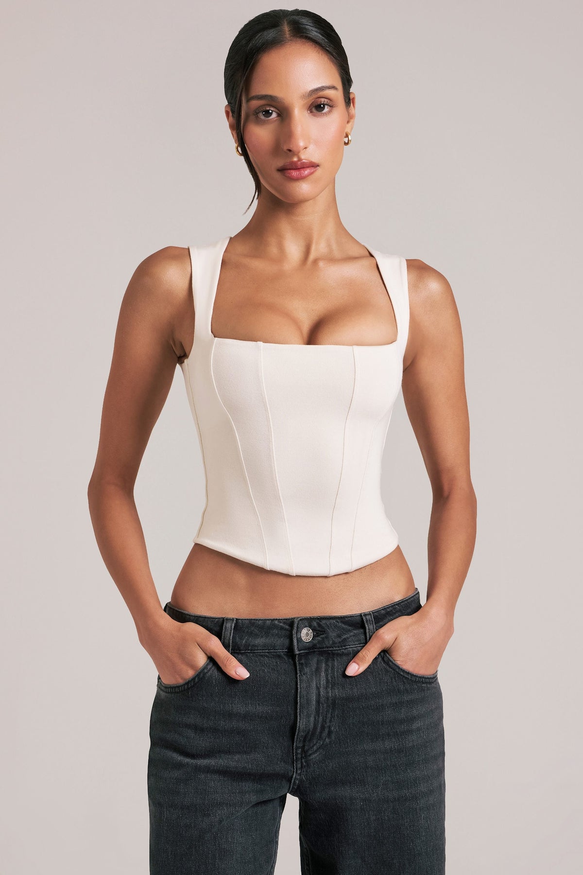 Modal Square-Neck Top in Ivory