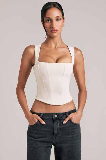 Modal Square-Neck Top in Ivory
