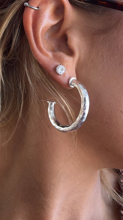 Hammered Hoop, Silver