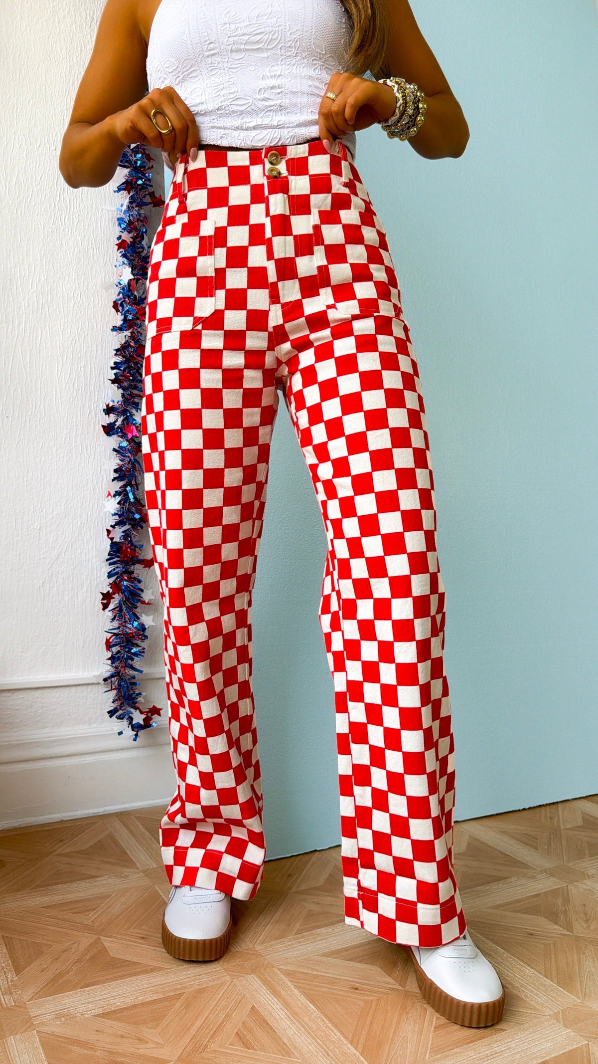 Finish Line Checkered Pant, Red