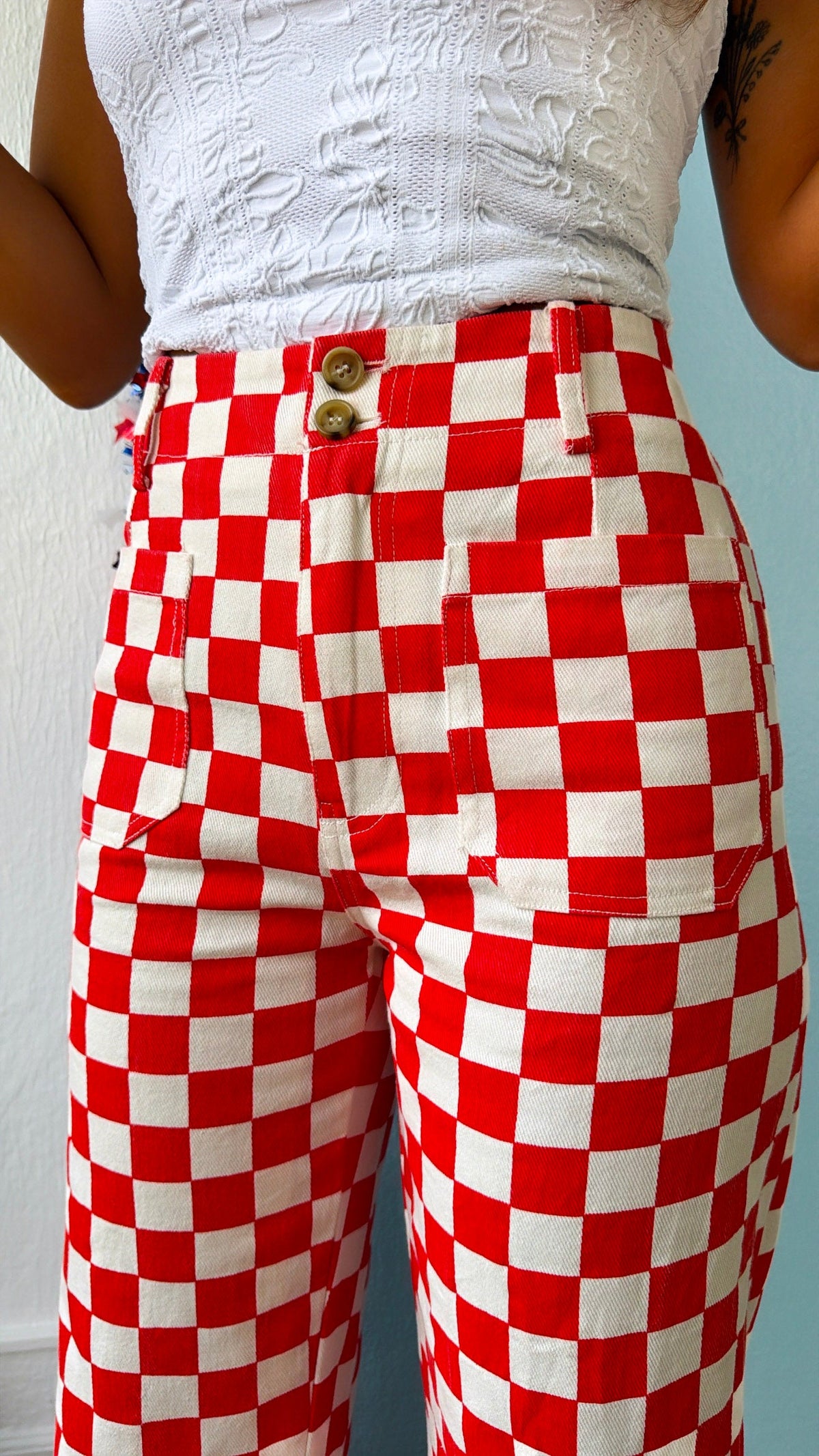 Finish Line Checkered Pant, Red