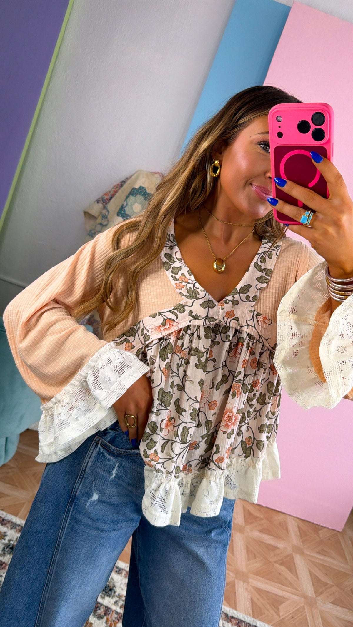 Marisol Wander Blouse, Coral Peach