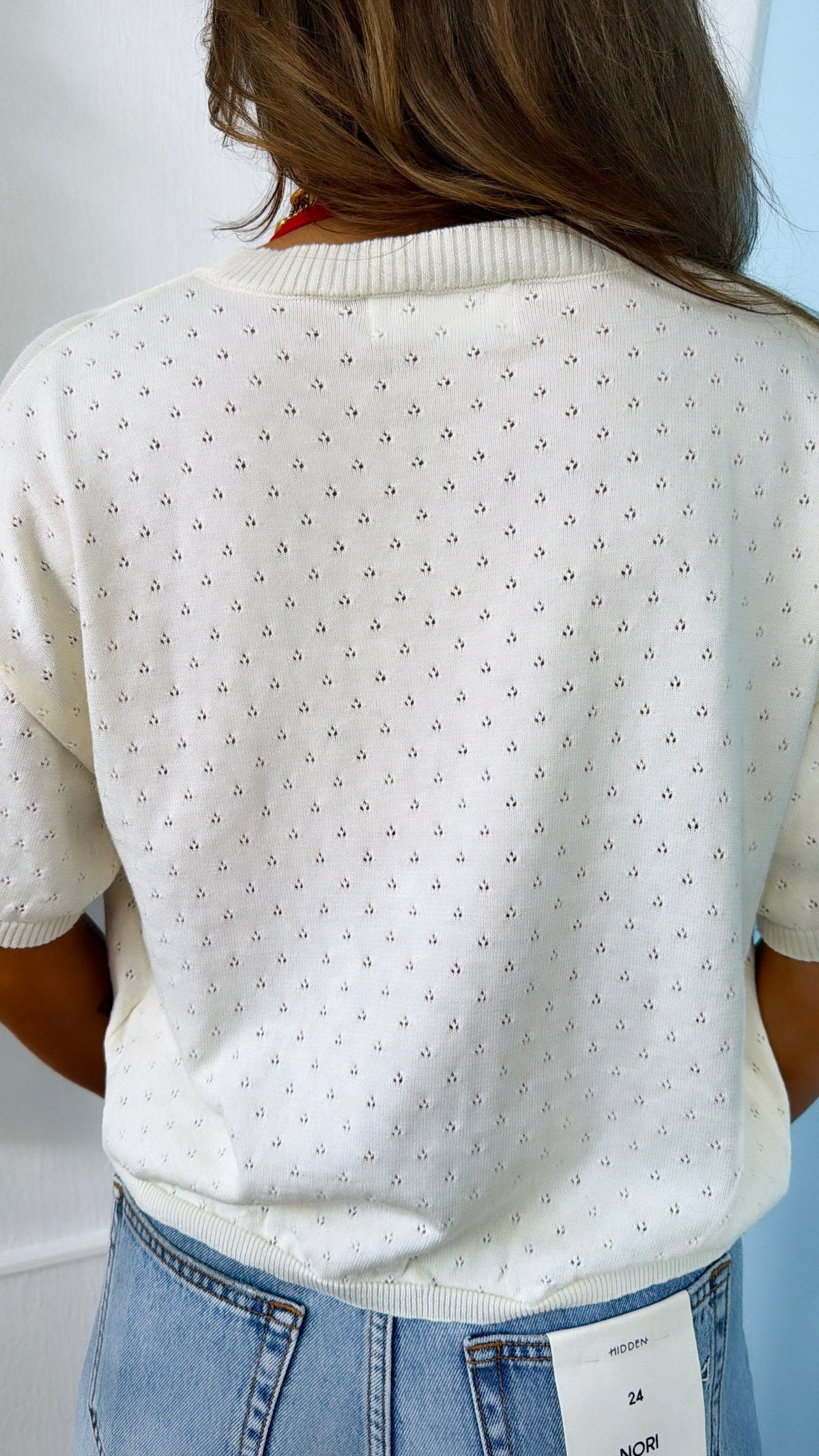 Eyelet Knit Cardigan, Ivory