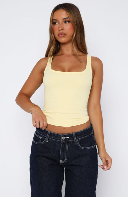 Filled With Life Ribbed Tank Lemon