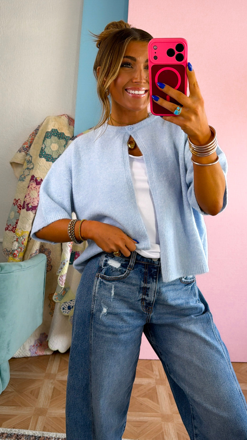 Lilac Skies Knit Sweater, Sky
