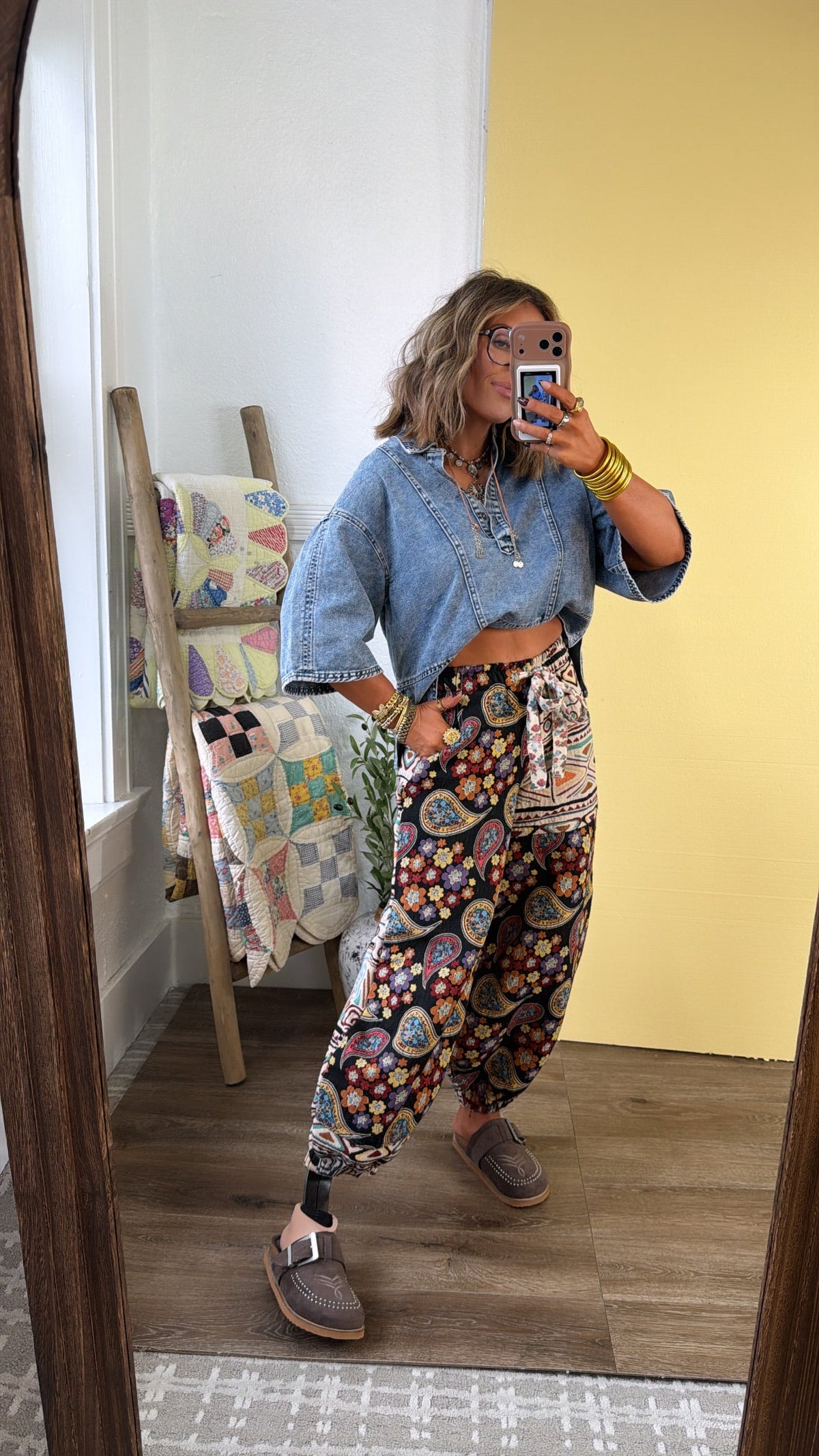 Paisley Fields Jogger, Black Multi