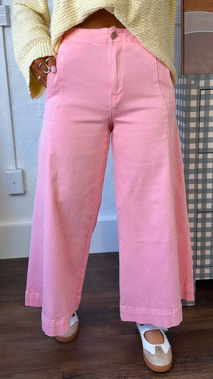 Muted Sunburst Wide Leg Pant, Pink