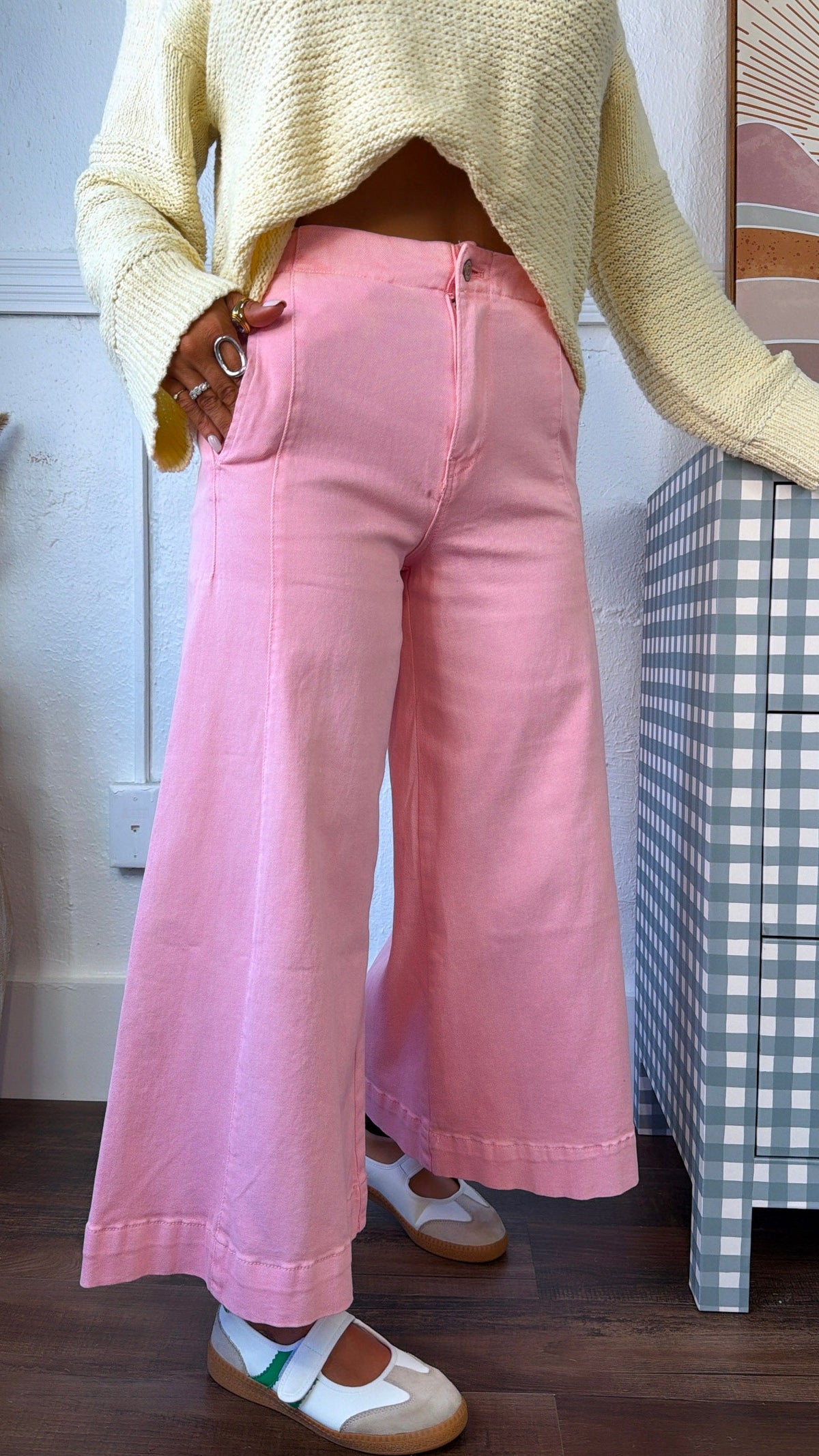 Muted Sunburst Wide Leg Pant, Pink