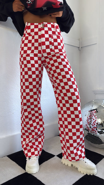 Finish Line Checkered Pant, Red