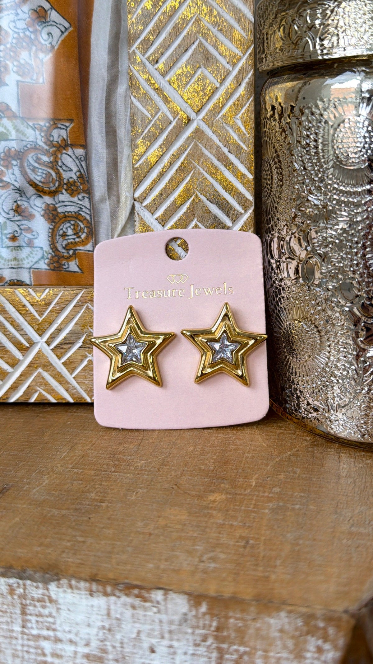 Mix Metal Star Earring