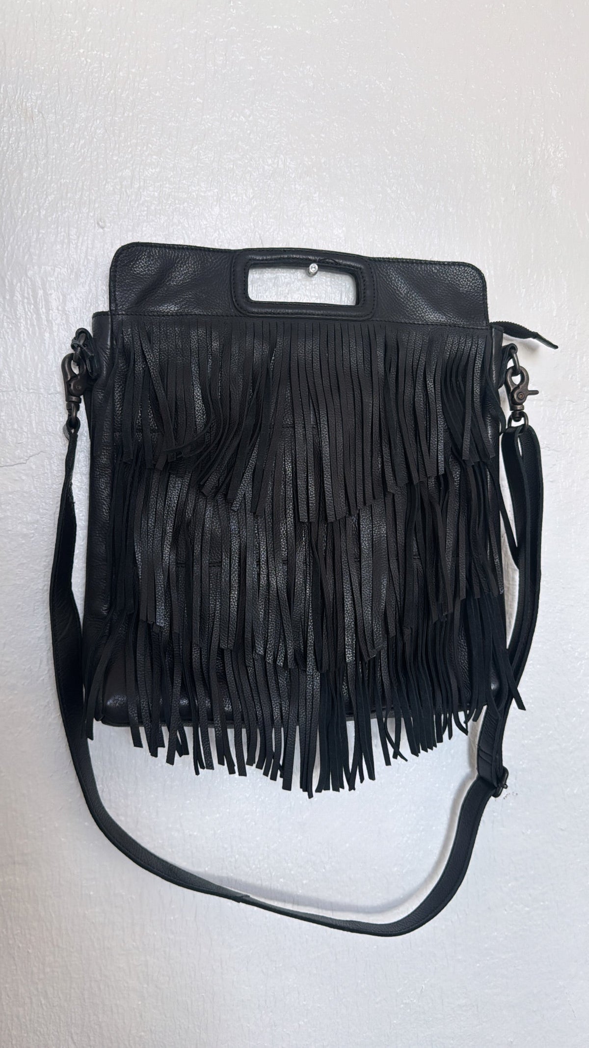 Bristol Layered Fringe Tote, Black