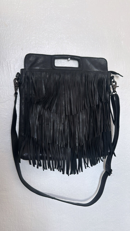 Bristol Layered Fringe Tote, Black