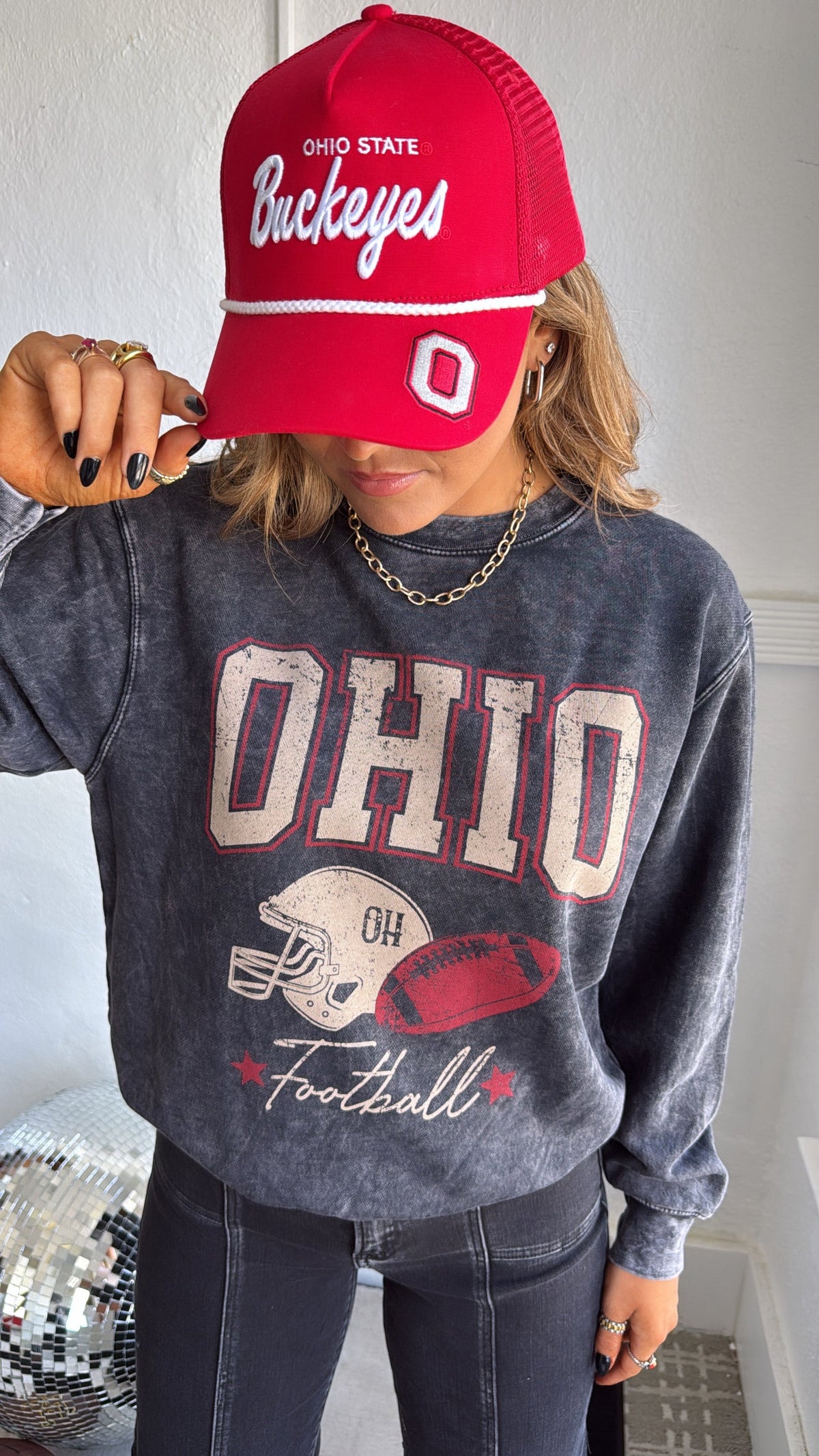 Ohio Football Mineral Washed Sweatshirt, Black