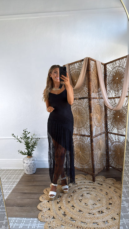 Moonlit Lace Maxi Dress, Black