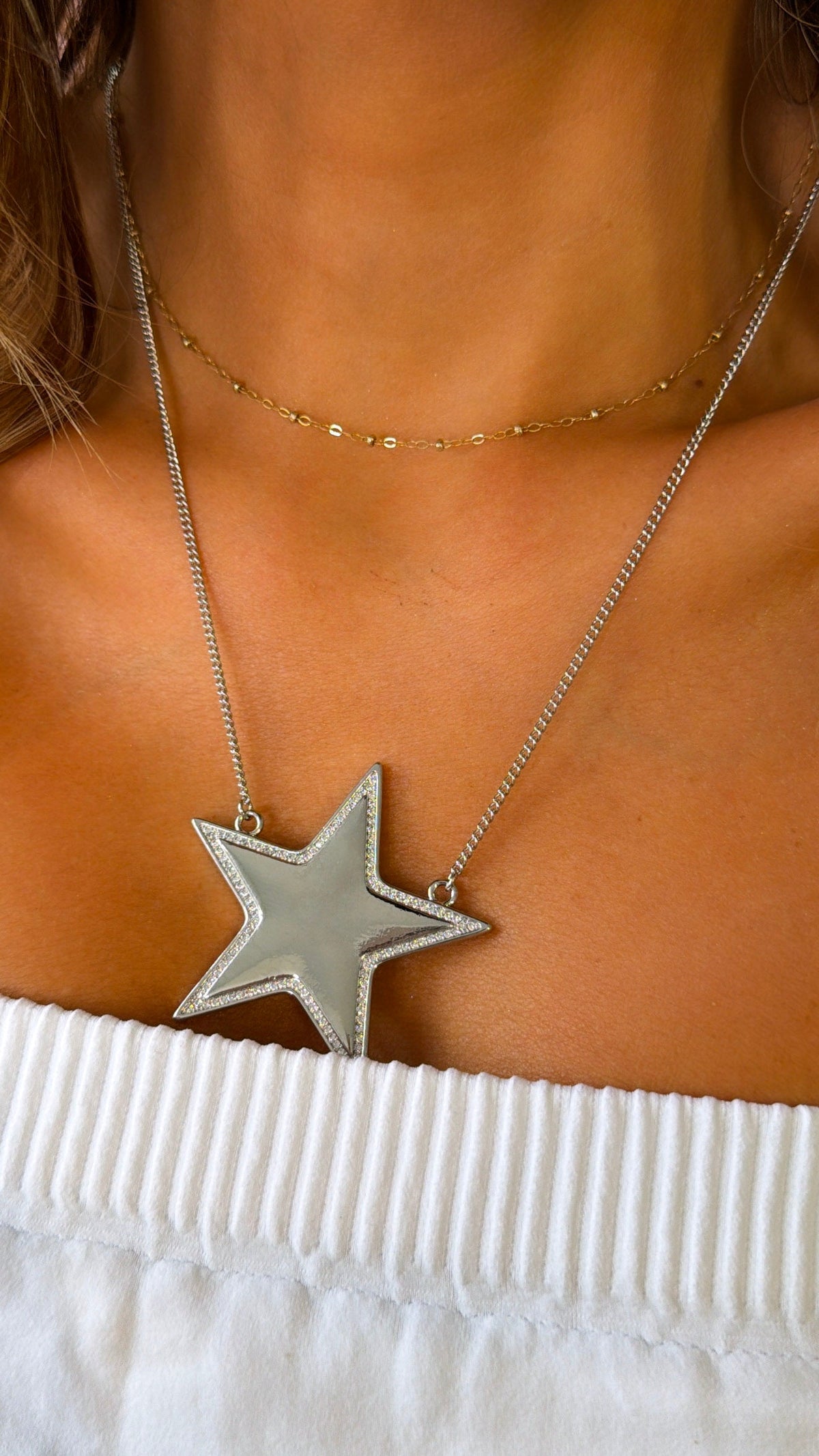 Big Star Necklace, Silver