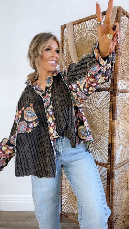 Celestial Paisley Cardigan, Black Multi