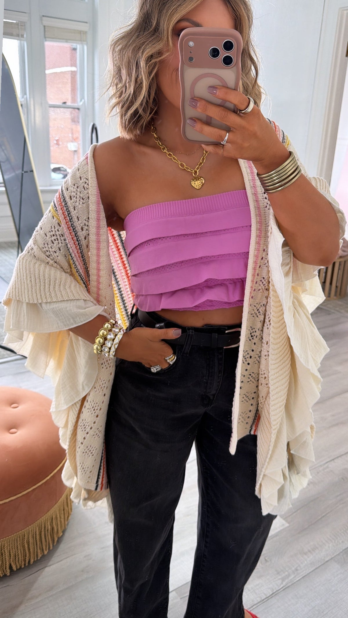 Artsy Aura Knit Cardigan, Natural