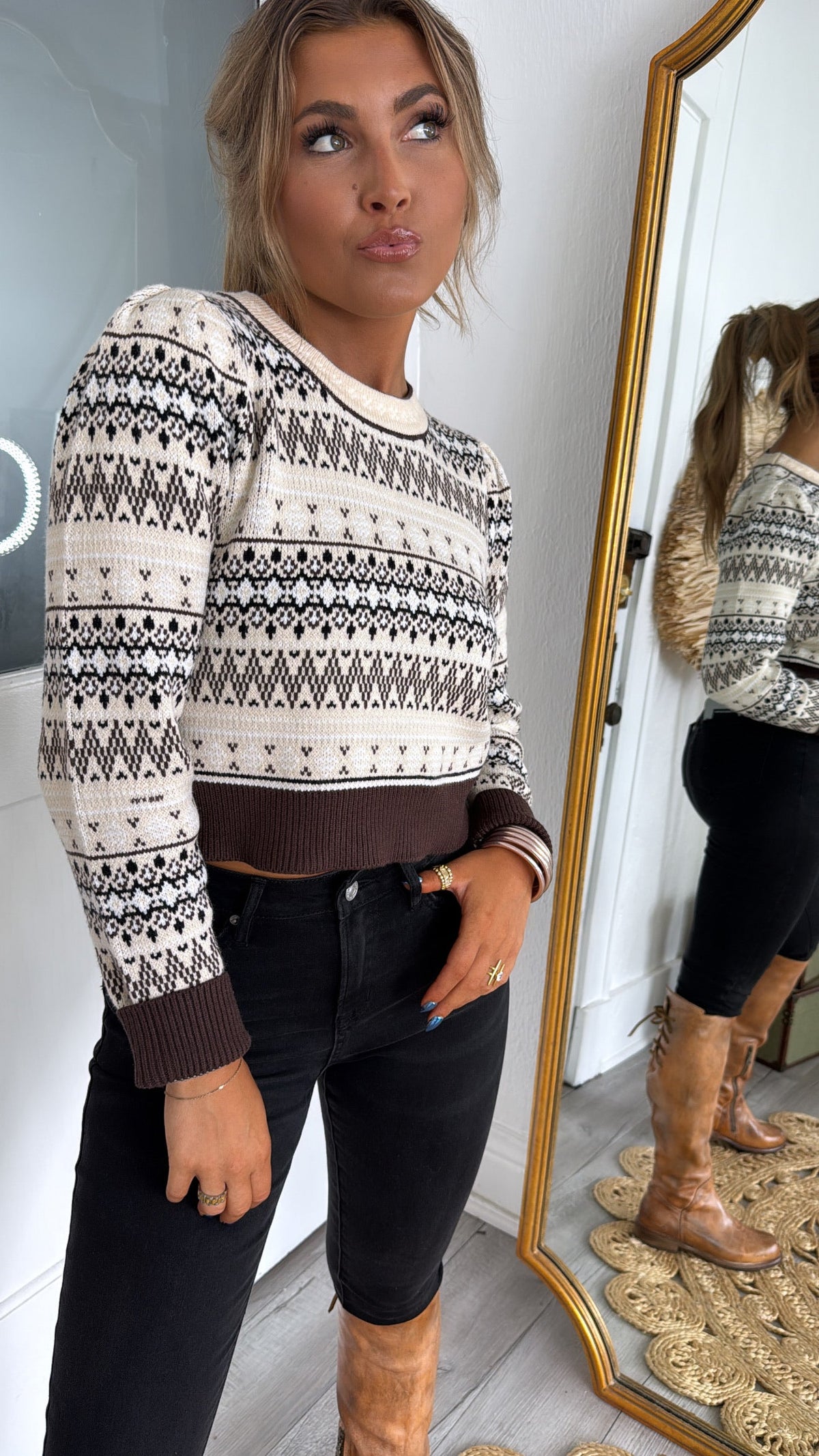 Maple Mist Sweater, Brown Multi