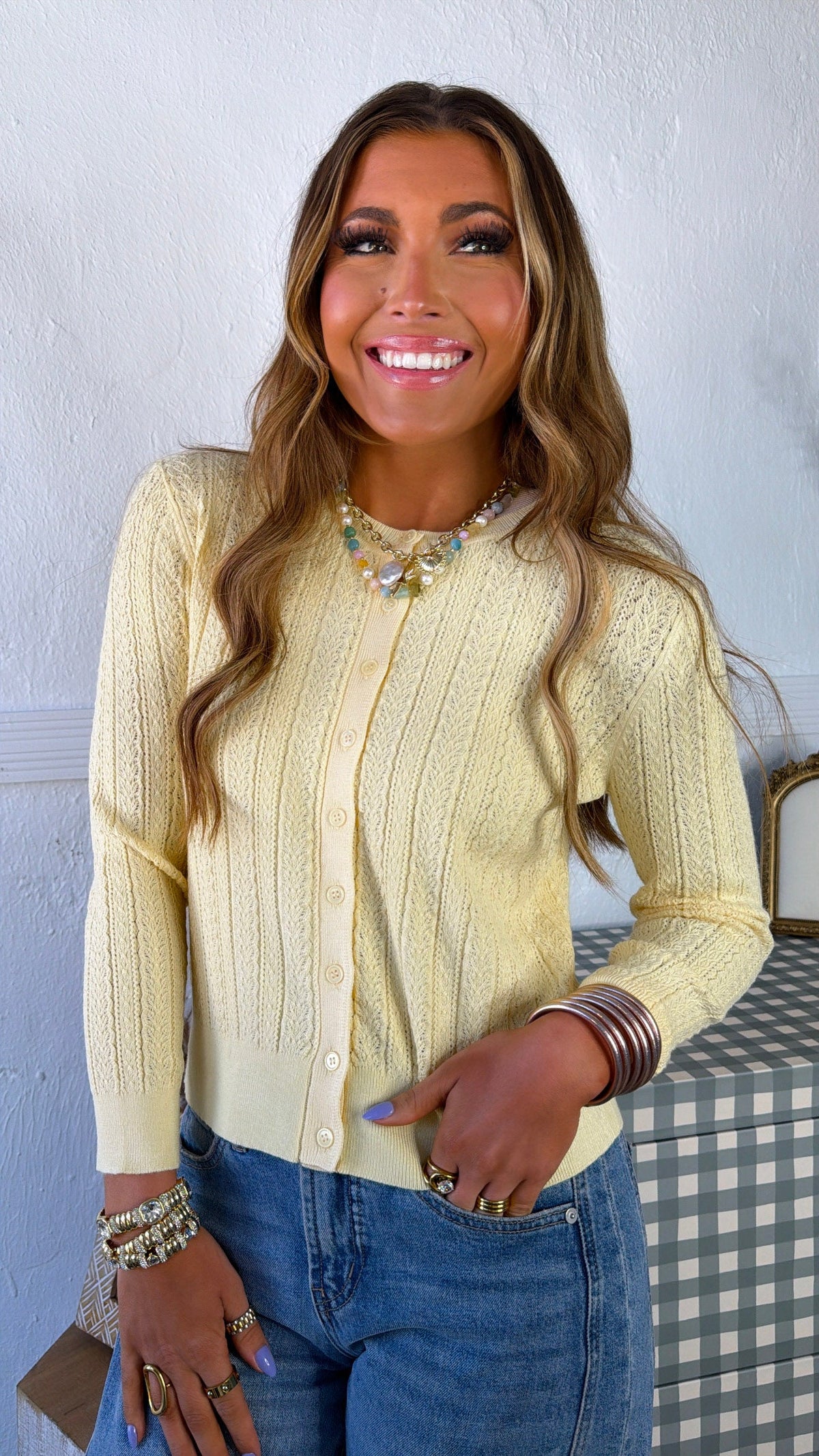 Bloomsbury Knit Cadigan, Pastel Yellow