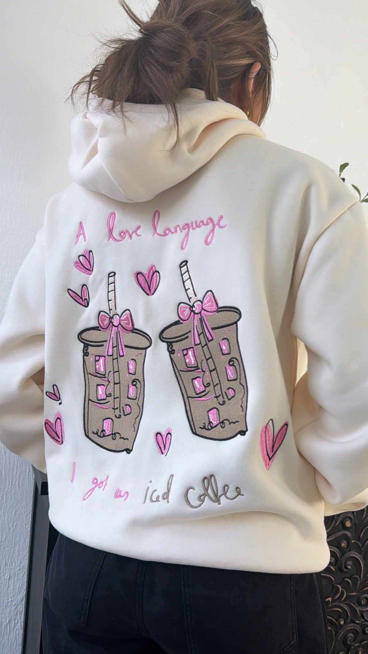 Happy Camp3r: Latte Lover Hoodie, Cream
