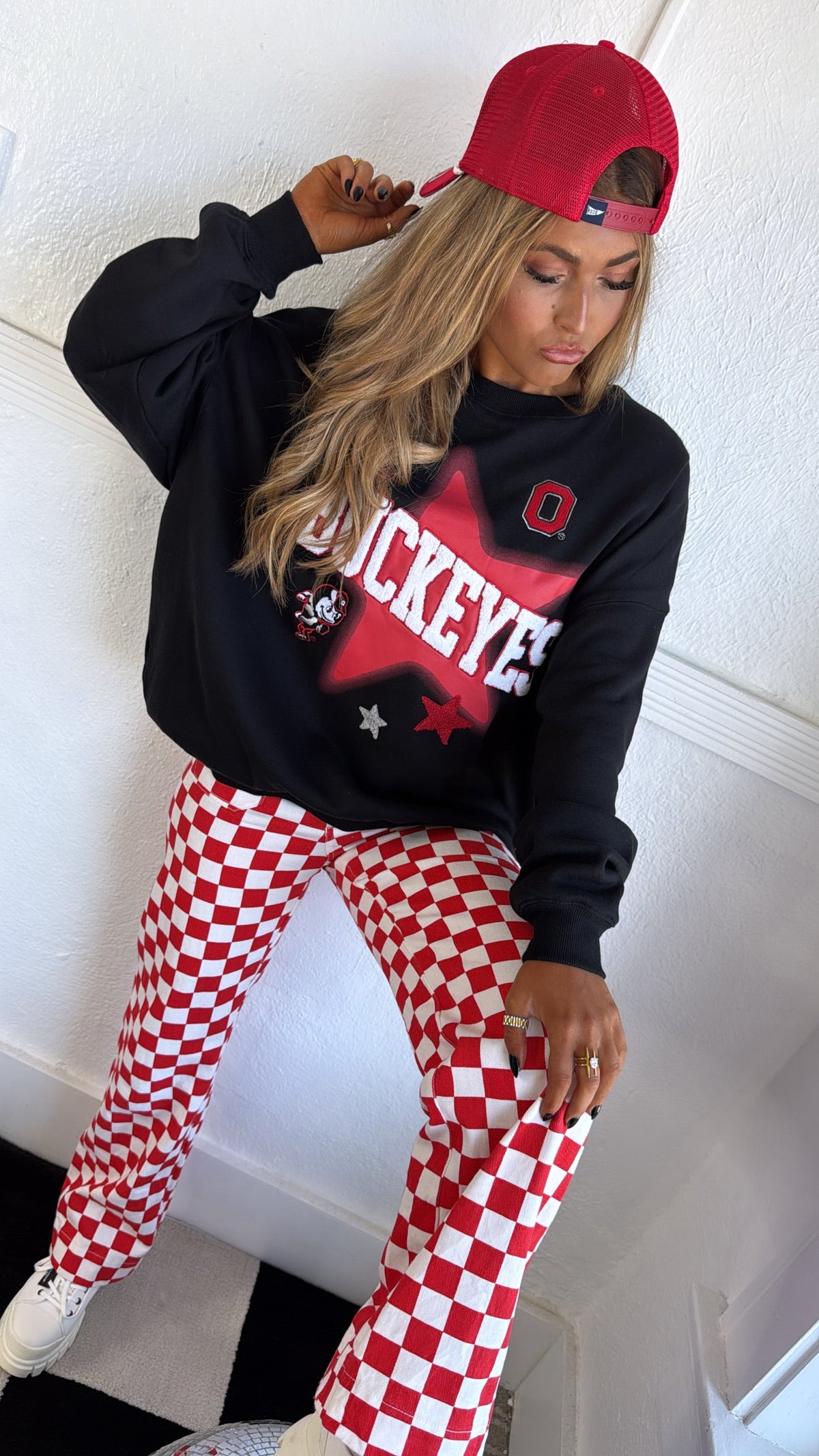 Finish Line Checkered Pant, Red