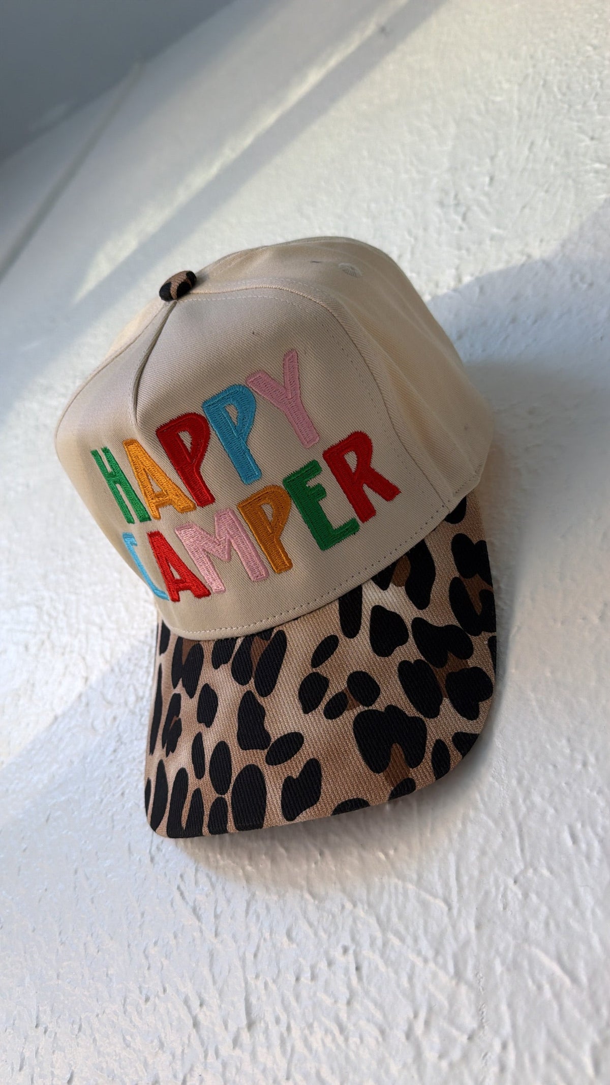 Happy Camper Leopard Trucker Hat