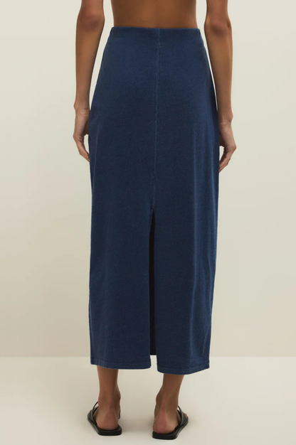 Gail Jersey Denim Midi Skirt