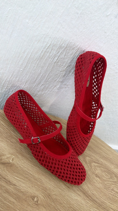 Dorothy Woven Ballet Flats, Red