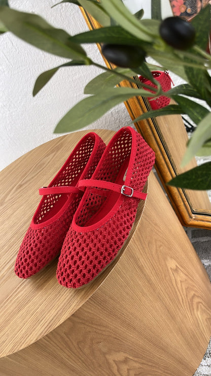 Dorothy Woven Ballet Flats, Red