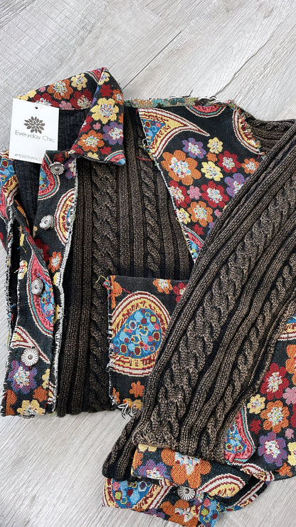Celestial Paisley Cardigan, Black Multi
