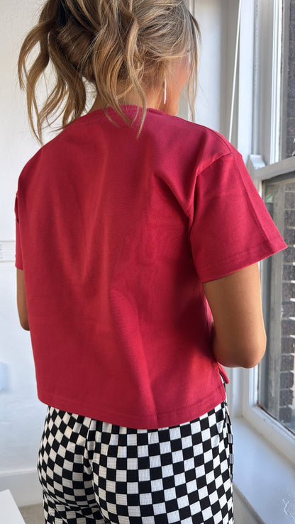 Big O Cropped Graphic Tee, Red