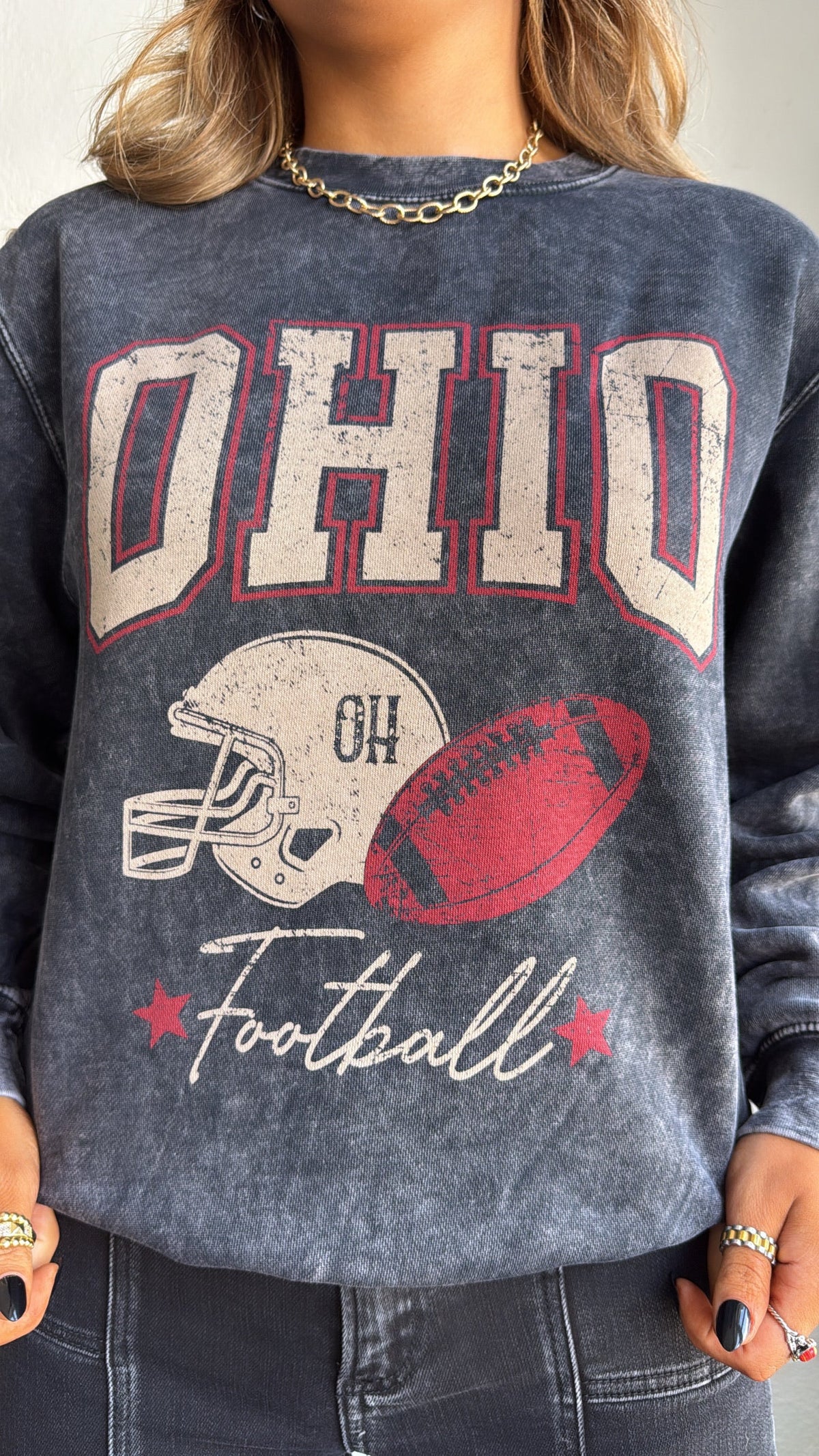 Ohio Football Mineral Washed Sweatshirt, Black