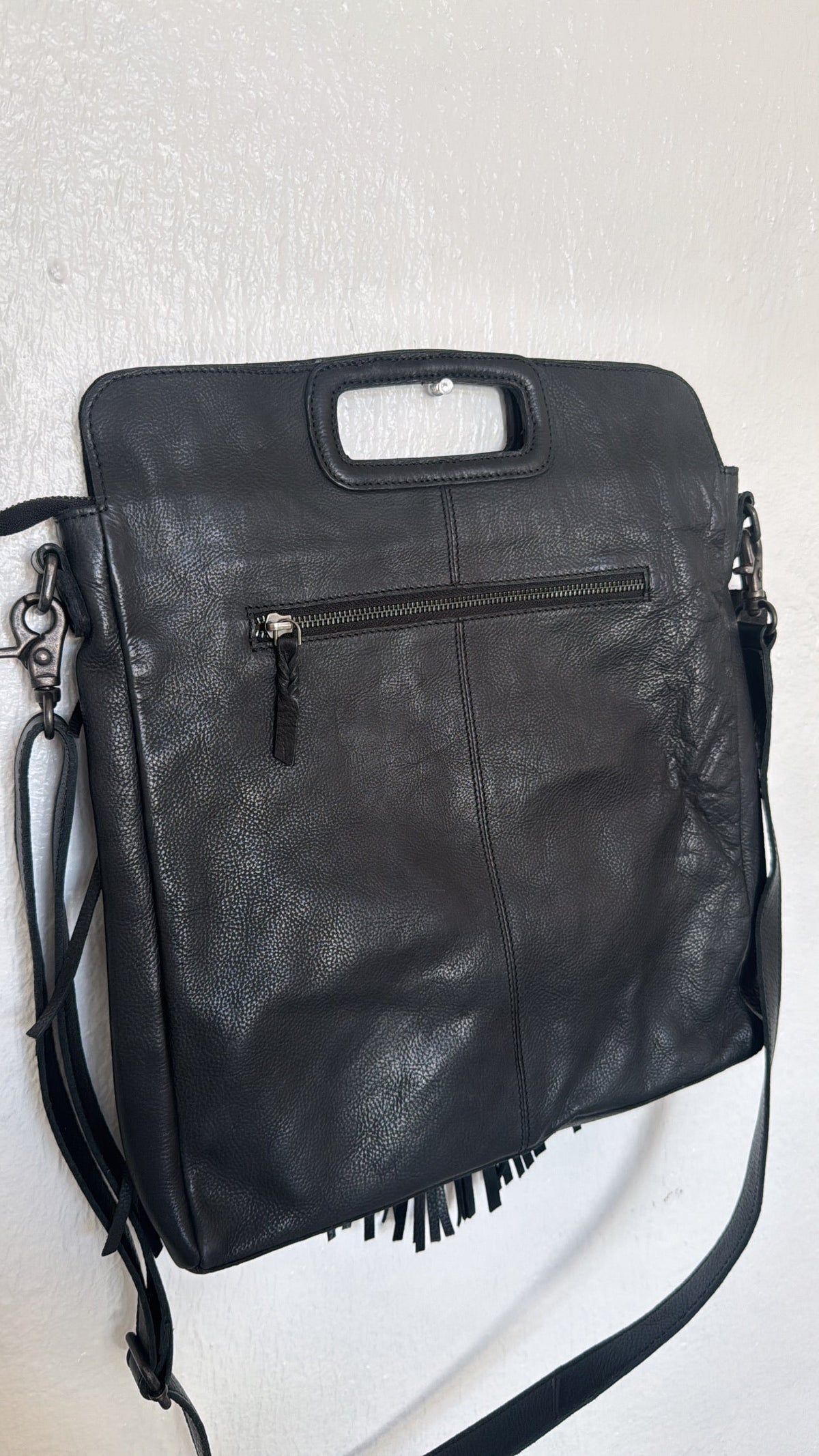 Bristol Layered Fringe Tote, Black