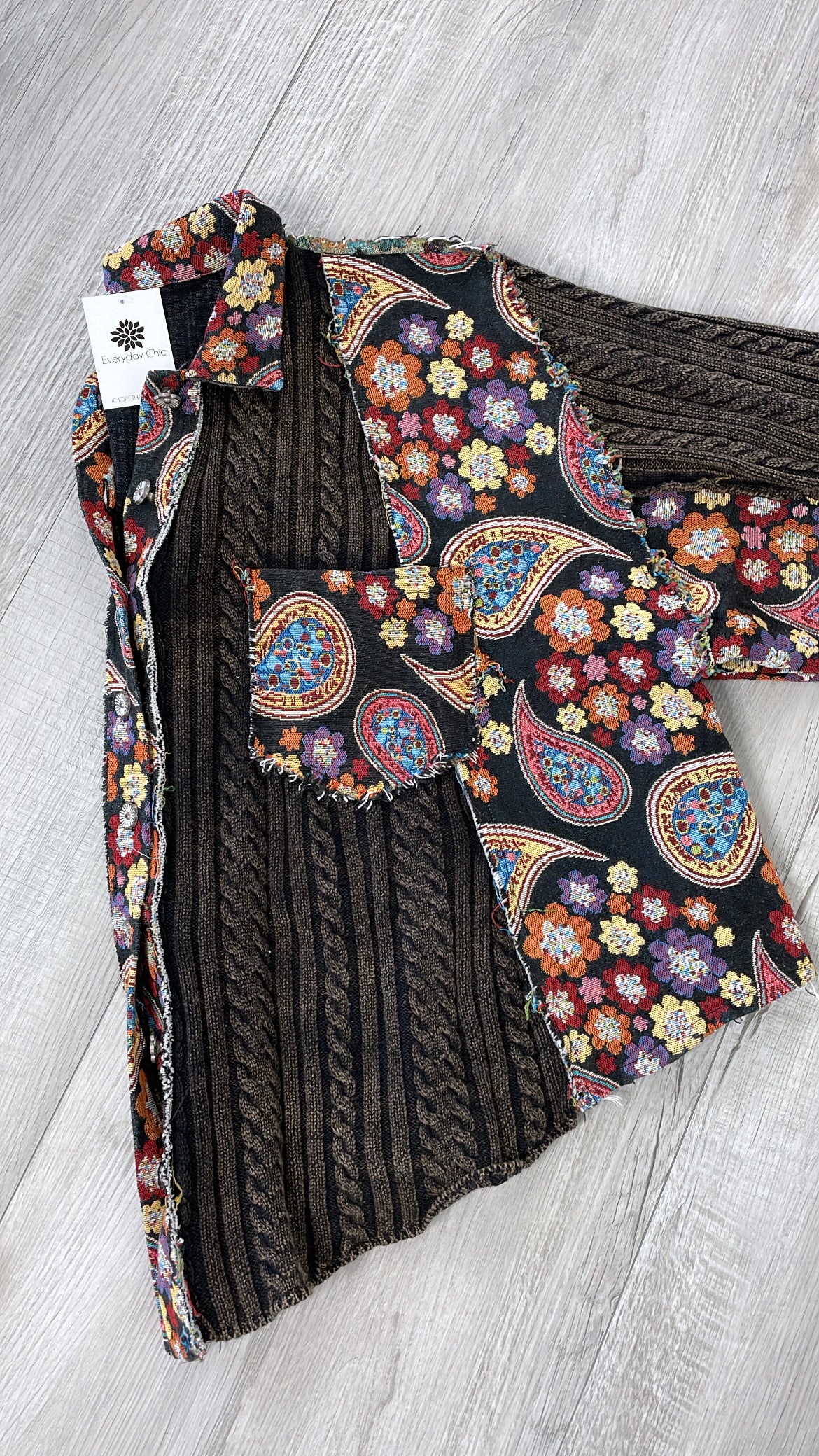 Celestial Paisley Cardigan, Black Multi