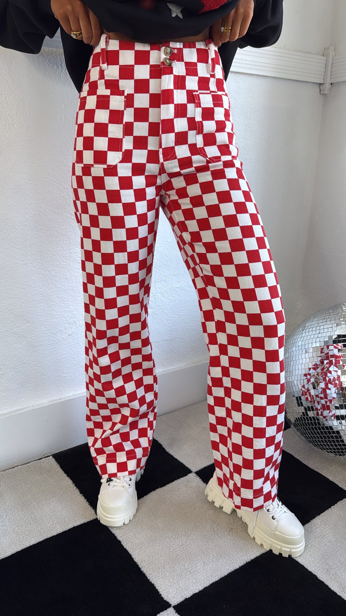 Finish Line Checkered Pant, Red