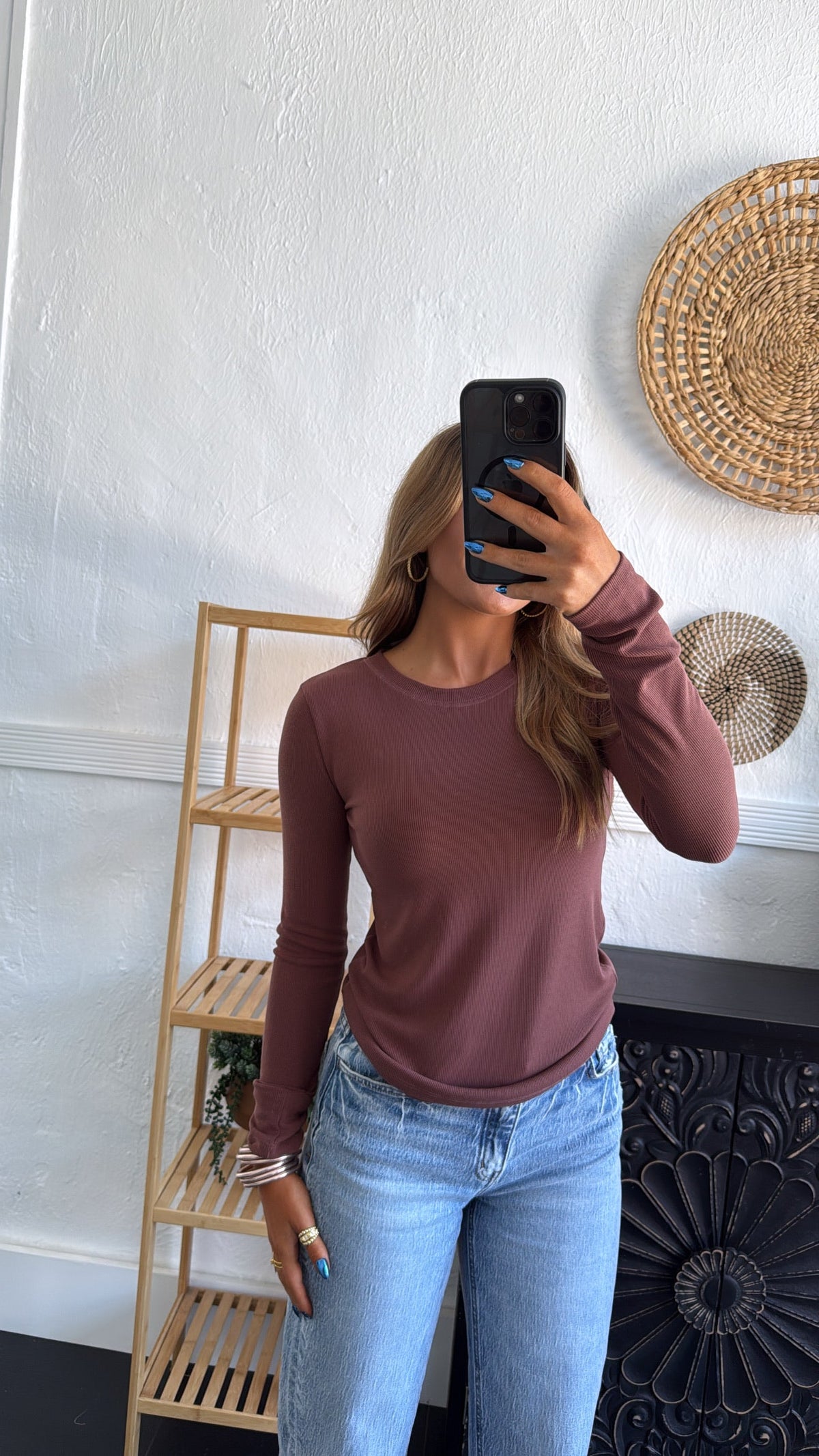 Best Basic Ribbed Long Sleeve, Espresso