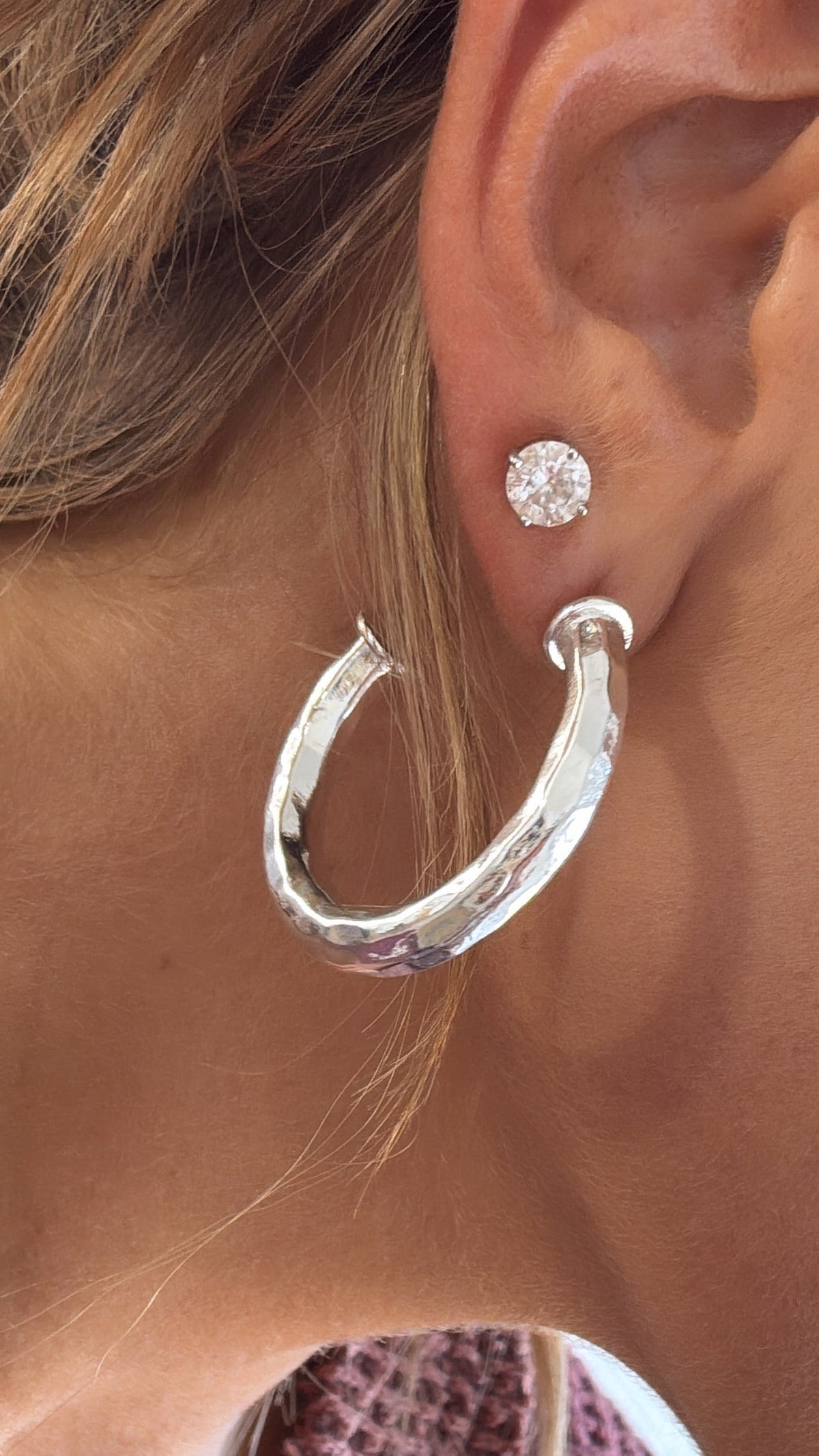 Hammered Hoop, Silver