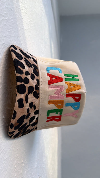 Happy Camper Leopard Trucker Hat