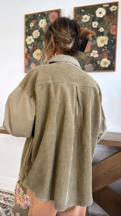 Pine Crest Lightweight Corduroy Shacket, Mocha